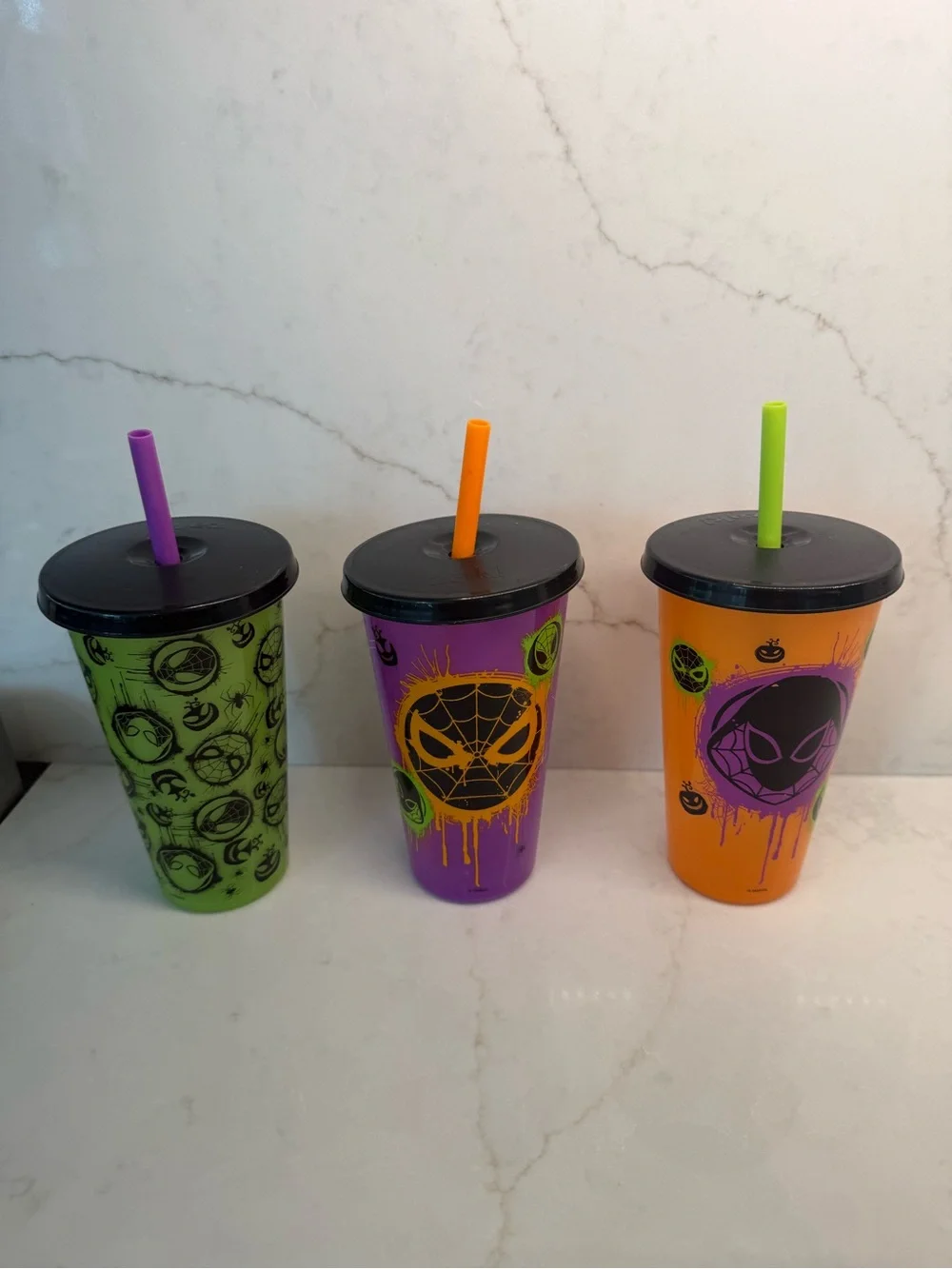 Halloween Spider Web Tumbler with Straw - Set of 3